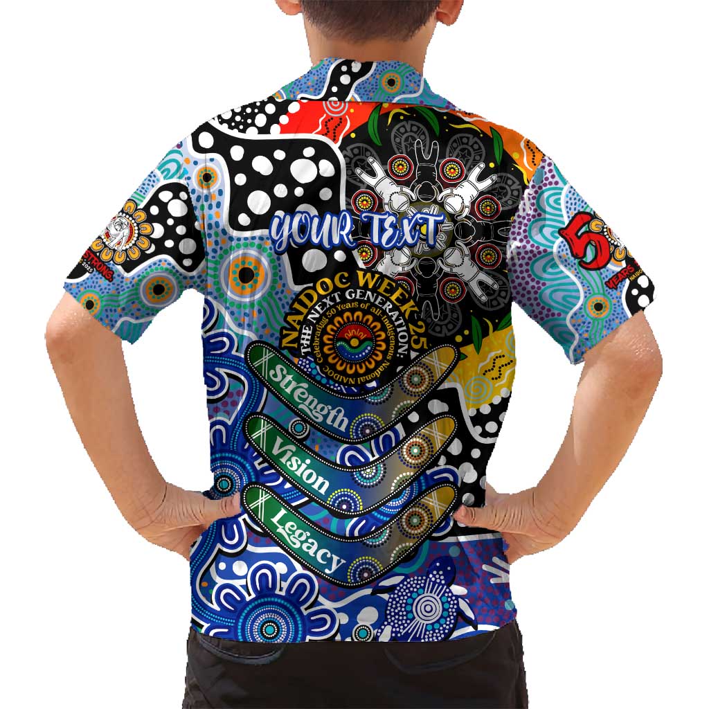 Personalised Bulldogs NRL Celebrating 50 Years of Naidoc Family Matching Long Sleeve Bodycon Dress and Hawaiian Shirt NAIDOC Week 2025 Aboriginal