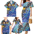 Personalised Bulldogs NRL Celebrating 50 Years of Naidoc Family Matching Mermaid Dress and Hawaiian Shirt NAIDOC Week 2025 Aboriginal