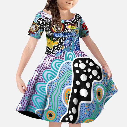 Personalised Bulldogs NRL Celebrating 50 Years of Naidoc Family Matching Mermaid Dress and Hawaiian Shirt NAIDOC Week 2025 Aboriginal