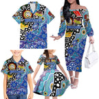 Personalised Bulldogs NRL Celebrating 50 Years of Naidoc Family Matching Off The Shoulder Long Sleeve Dress and Hawaiian Shirt NAIDOC Week 2025 Aboriginal