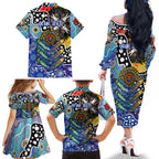 Personalised Bulldogs NRL Celebrating 50 Years of Naidoc Family Matching Off The Shoulder Long Sleeve Dress and Hawaiian Shirt NAIDOC Week 2025 Aboriginal