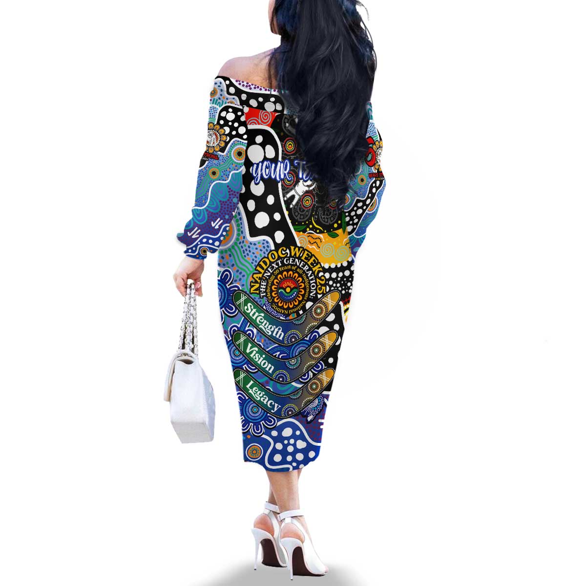 Personalised Bulldogs NRL Celebrating 50 Years of Naidoc Family Matching Off The Shoulder Long Sleeve Dress and Hawaiian Shirt NAIDOC Week 2025 Aboriginal