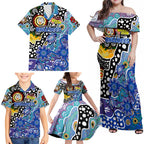 Personalised Bulldogs NRL Celebrating 50 Years of Naidoc Family Matching Off Shoulder Maxi Dress and Hawaiian Shirt NAIDOC Week 2025 Aboriginal