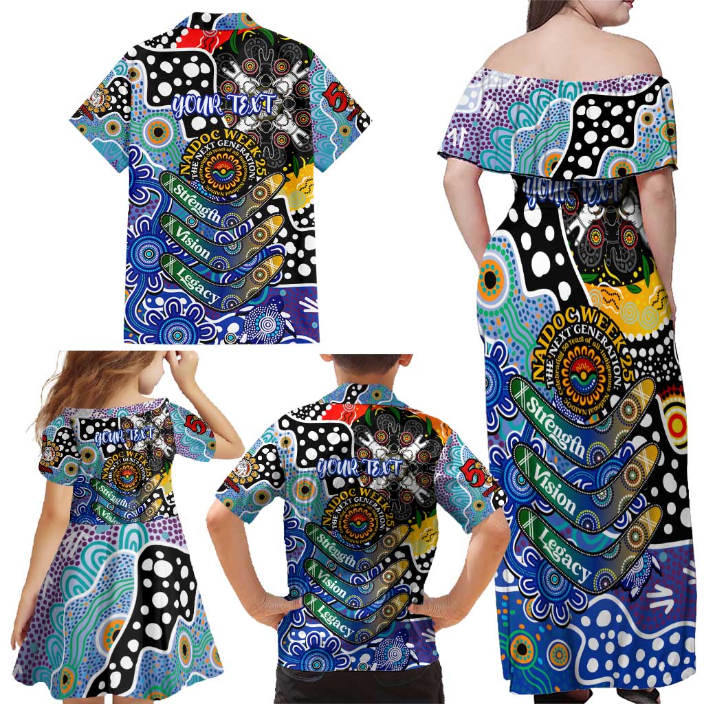 Personalised Bulldogs NRL Celebrating 50 Years of Naidoc Family Matching Off Shoulder Maxi Dress and Hawaiian Shirt NAIDOC Week 2025 Aboriginal
