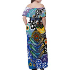 Personalised Bulldogs NRL Celebrating 50 Years of Naidoc Family Matching Off Shoulder Maxi Dress and Hawaiian Shirt NAIDOC Week 2025 Aboriginal
