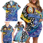 Personalised Bulldogs NRL Celebrating 50 Years of Naidoc Family Matching Off Shoulder Short Dress and Hawaiian Shirt NAIDOC Week 2025 Aboriginal