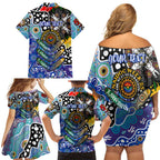Personalised Bulldogs NRL Celebrating 50 Years of Naidoc Family Matching Off Shoulder Short Dress and Hawaiian Shirt NAIDOC Week 2025 Aboriginal