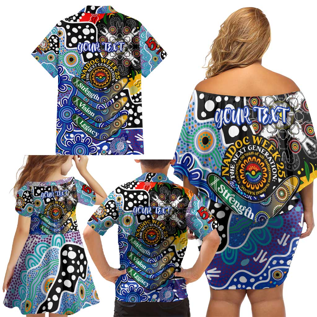 Personalised Bulldogs NRL Celebrating 50 Years of Naidoc Family Matching Off Shoulder Short Dress and Hawaiian Shirt NAIDOC Week 2025 Aboriginal