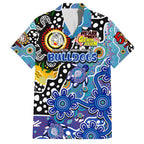 Personalised Bulldogs NRL Celebrating 50 Years of Naidoc Family Matching Off Shoulder Short Dress and Hawaiian Shirt NAIDOC Week 2025 Aboriginal