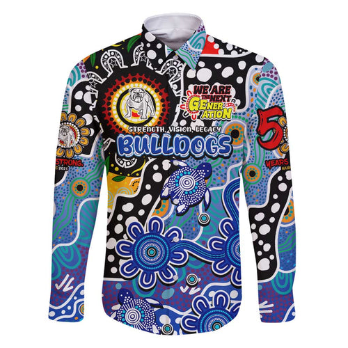 Personalised Bulldogs NRL Celebrating 50 Years of Naidoc Family Matching Off Shoulder Short Dress and Hawaiian Shirt NAIDOC Week 2025 Aboriginal