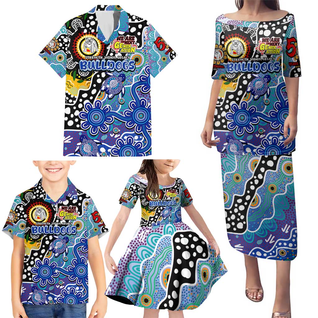 Personalised Bulldogs NRL Celebrating 50 Years of Naidoc Family Matching Puletasi and Hawaiian Shirt NAIDOC Week 2025 Aboriginal