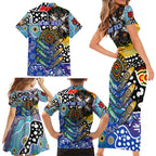 Personalised Bulldogs NRL Celebrating 50 Years of Naidoc Family Matching Short Sleeve Bodycon Dress and Hawaiian Shirt NAIDOC Week 2025 Aboriginal