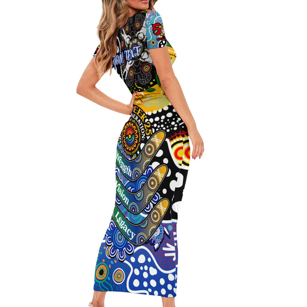 Personalised Bulldogs NRL Celebrating 50 Years of Naidoc Family Matching Short Sleeve Bodycon Dress and Hawaiian Shirt NAIDOC Week 2025 Aboriginal