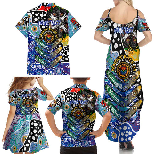 Personalised Bulldogs NRL Celebrating 50 Years of Naidoc Family Matching Summer Maxi Dress and Hawaiian Shirt NAIDOC Week 2025 Aboriginal