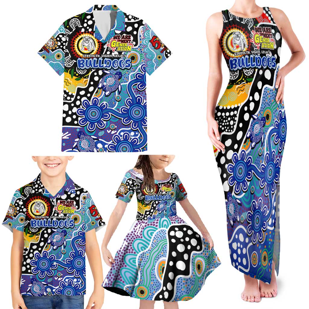Personalised Bulldogs NRL Celebrating 50 Years of Naidoc Family Matching Tank Maxi Dress and Hawaiian Shirt NAIDOC Week 2025 Aboriginal