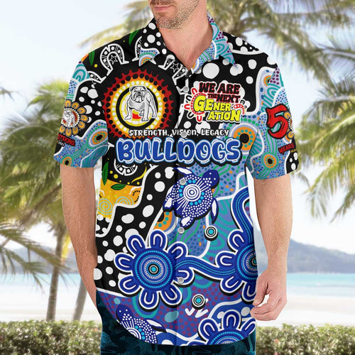 Personalised Bulldogs NRL Celebrating 50 Years of Naidoc Hawaiian Shirt NAIDOC Week 2025 Aboriginal
