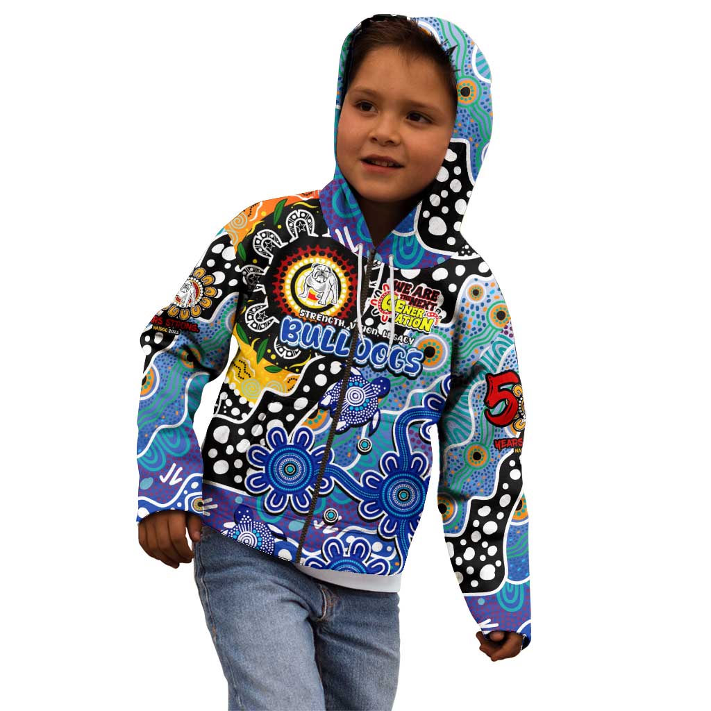 Personalised Bulldogs NRL Celebrating 50 Years of Naidoc Kid Hoodie NAIDOC Week 2025 Aboriginal