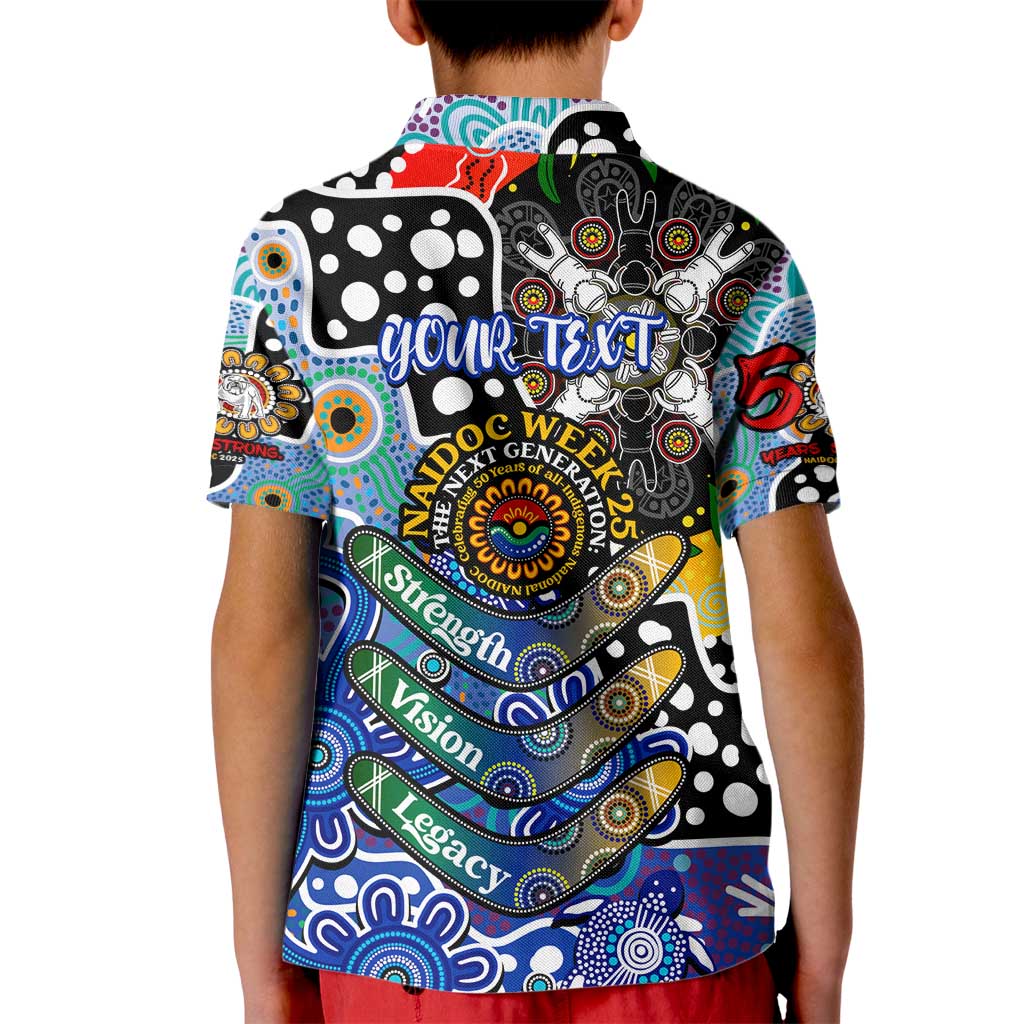 Personalised Bulldogs NRL Celebrating 50 Years of Naidoc Kid Polo Shirt NAIDOC Week 2025 Aboriginal