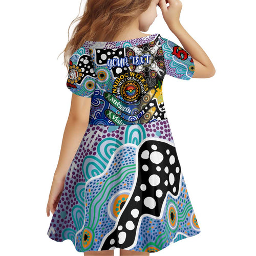 Personalised Bulldogs NRL Celebrating 50 Years of Naidoc Kid Short Sleeve Dress NAIDOC Week 2025 Aboriginal