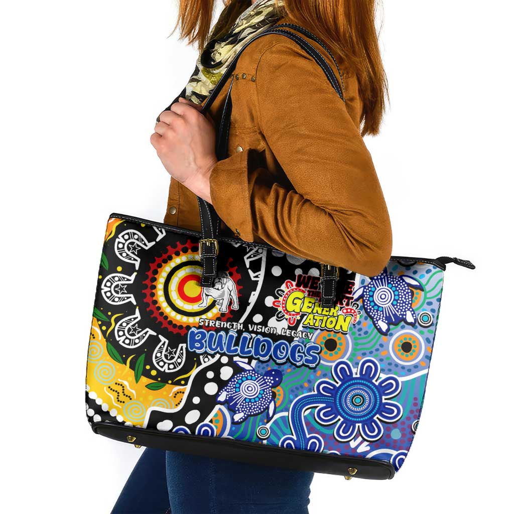 Bulldogs NRL Celebrating 50 Years of Naidoc Leather Tote Bag NAIDOC Week 2025 Aboriginal