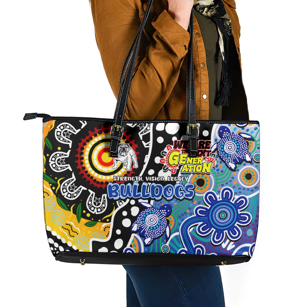 Bulldogs NRL Celebrating 50 Years of Naidoc Leather Tote Bag NAIDOC Week 2025 Aboriginal