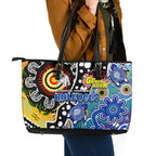 Bulldogs NRL Celebrating 50 Years of Naidoc Leather Tote Bag NAIDOC Week 2025 Aboriginal