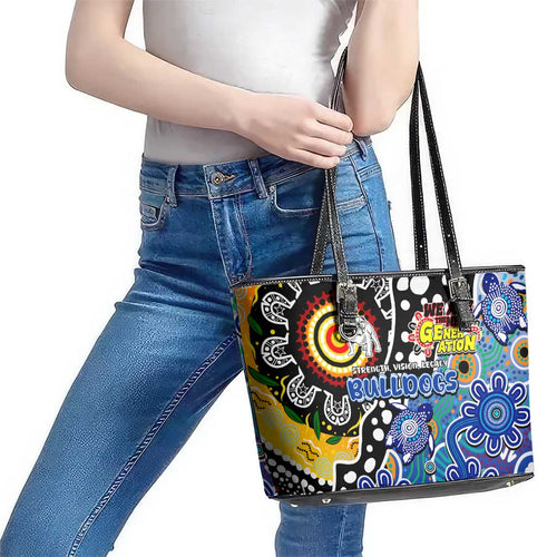 Bulldogs NRL Celebrating 50 Years of Naidoc Leather Tote Bag NAIDOC Week 2025 Aboriginal