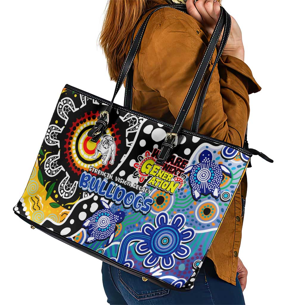 Bulldogs NRL Celebrating 50 Years of Naidoc Leather Tote Bag NAIDOC Week 2025 Aboriginal