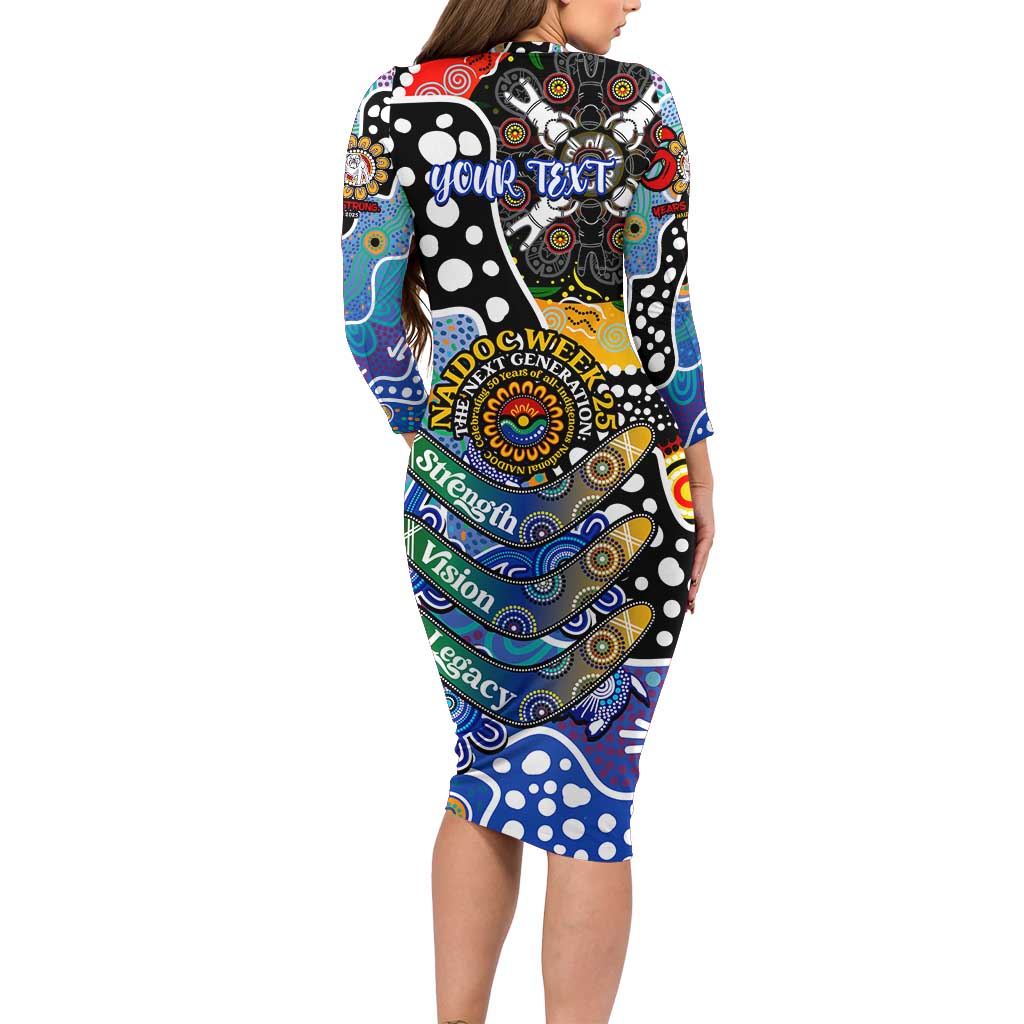 Personalised Bulldogs NRL Celebrating 50 Years of Naidoc Long Sleeve Bodycon Dress NAIDOC Week 2025 Aboriginal