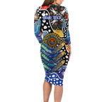Personalised Bulldogs NRL Celebrating 50 Years of Naidoc Long Sleeve Bodycon Dress NAIDOC Week 2025 Aboriginal