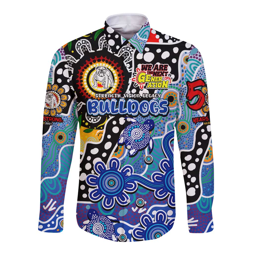 Personalised Bulldogs NRL Celebrating 50 Years of Naidoc Long Sleeve Button Shirt NAIDOC Week 2025 Aboriginal