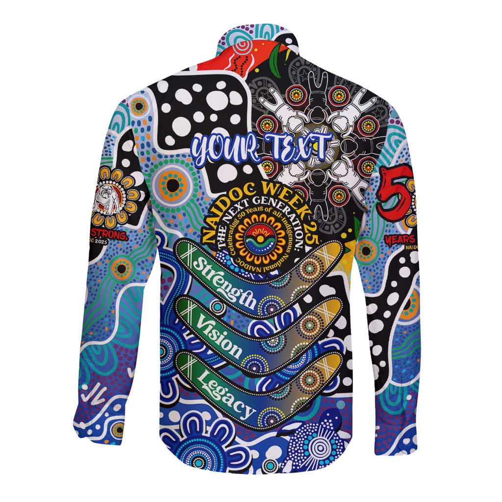 Personalised Bulldogs NRL Celebrating 50 Years of Naidoc Long Sleeve Button Shirt NAIDOC Week 2025 Aboriginal