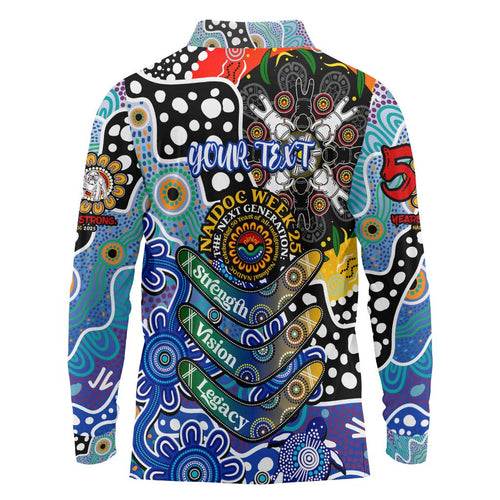 Personalised Bulldogs NRL Celebrating 50 Years of Naidoc Long Sleeve Polo Shirt NAIDOC Week 2025 Aboriginal