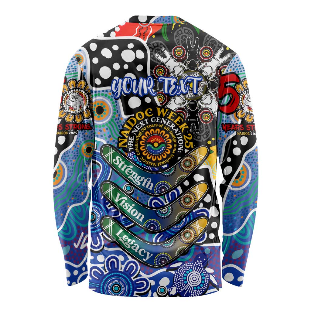 Personalised Bulldogs NRL Celebrating 50 Years of Naidoc Long Sleeve Shirt NAIDOC Week 2025 Aboriginal