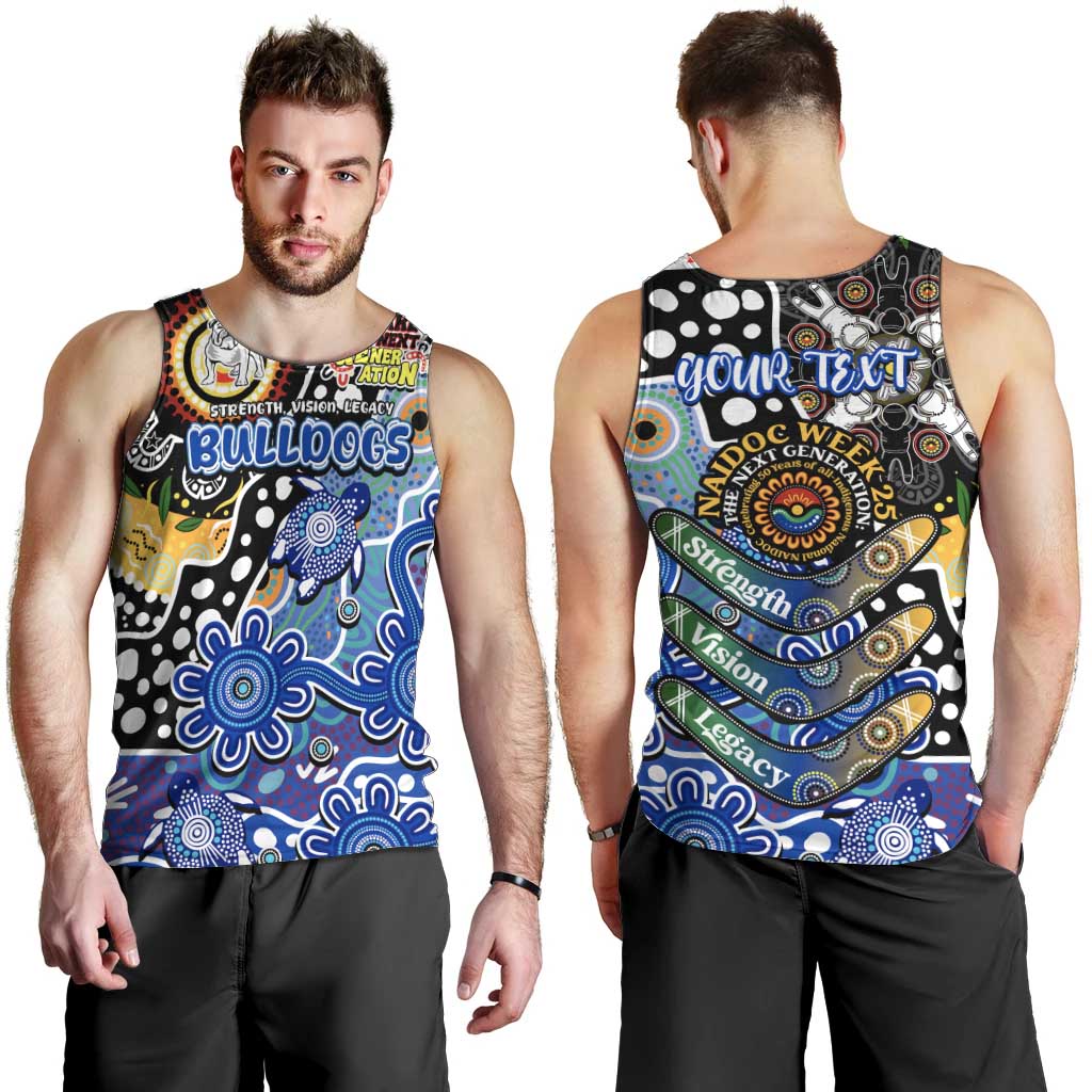 Personalised Bulldogs NRL Celebrating 50 Years of Naidoc Men Tank Top NAIDOC Week 2025 Aboriginal