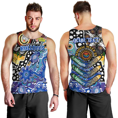 Personalised Bulldogs NRL Celebrating 50 Years of Naidoc Men Tank Top NAIDOC Week 2025 Aboriginal