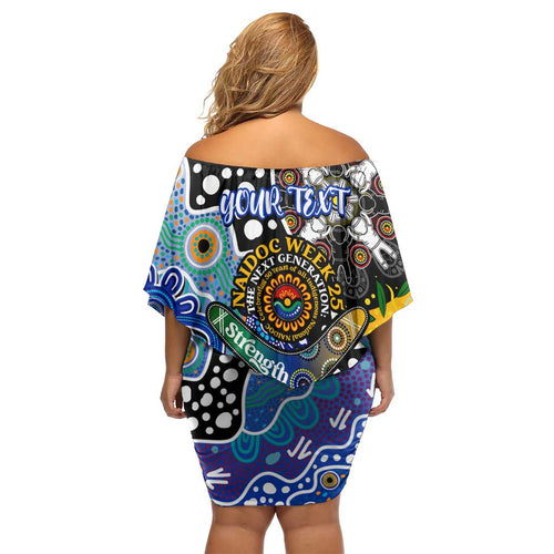 Personalised Bulldogs NRL Celebrating 50 Years of Naidoc Off Shoulder Short Dress NAIDOC Week 2025 Aboriginal