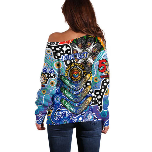 Personalised Bulldogs NRL Celebrating 50 Years of Naidoc Off Shoulder Sweater NAIDOC Week 2025 Aboriginal