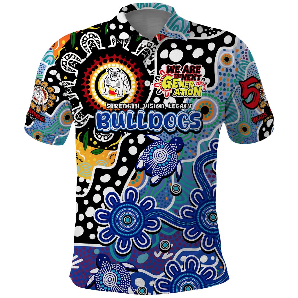 Personalised Bulldogs NRL Celebrating 50 Years of Naidoc Polo Shirt NAIDOC Week 2025 Aboriginal