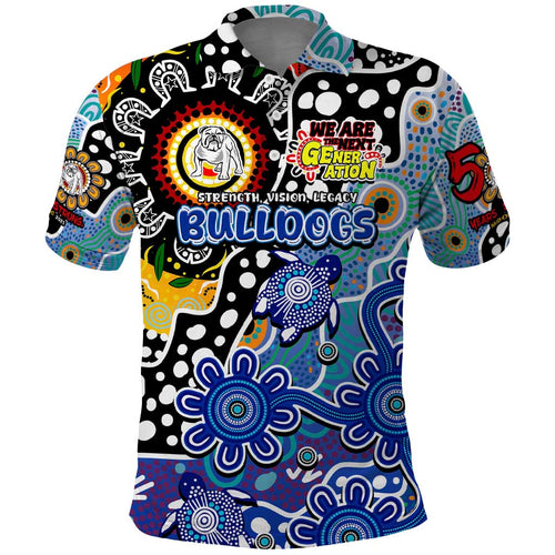 Personalised Bulldogs NRL Celebrating 50 Years of Naidoc Polo Shirt NAIDOC Week 2025 Aboriginal