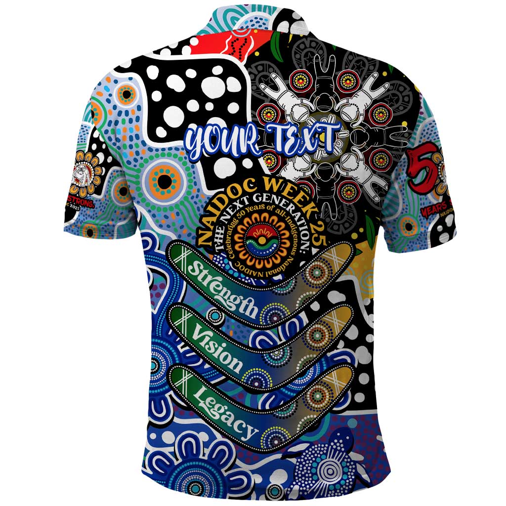 Personalised Bulldogs NRL Celebrating 50 Years of Naidoc Polo Shirt NAIDOC Week 2025 Aboriginal