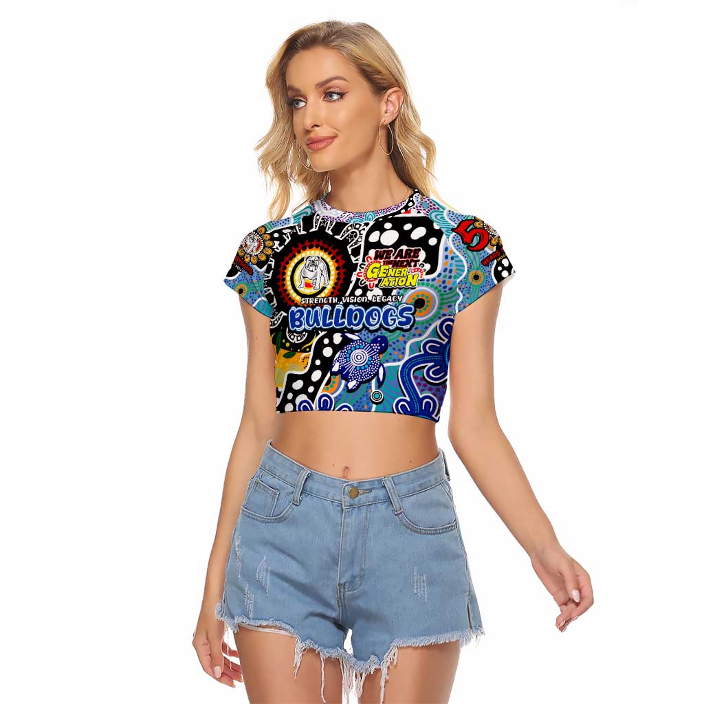 Personalised Bulldogs NRL Celebrating 50 Years of Naidoc Raglan Cropped T Shirt NAIDOC Week 2025 Aboriginal