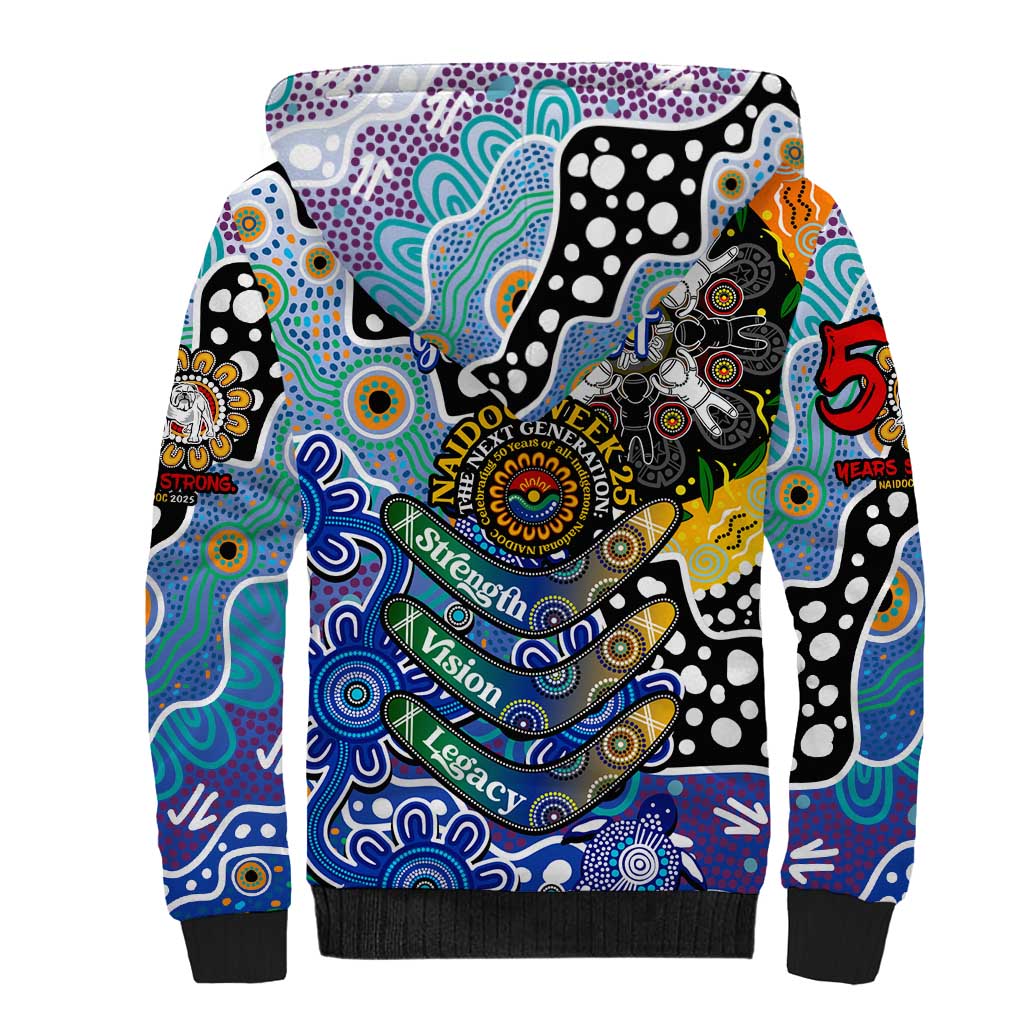 Personalised Bulldogs NRL Celebrating 50 Years of Naidoc Sherpa Hoodie NAIDOC Week 2025 Aboriginal
