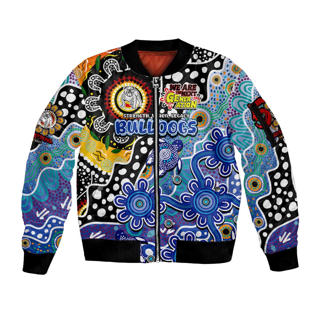 Personalised Bulldogs NRL Celebrating 50 Years of Naidoc Sleeve Zip Bomber Jacket NAIDOC Week 2025 Aboriginal
