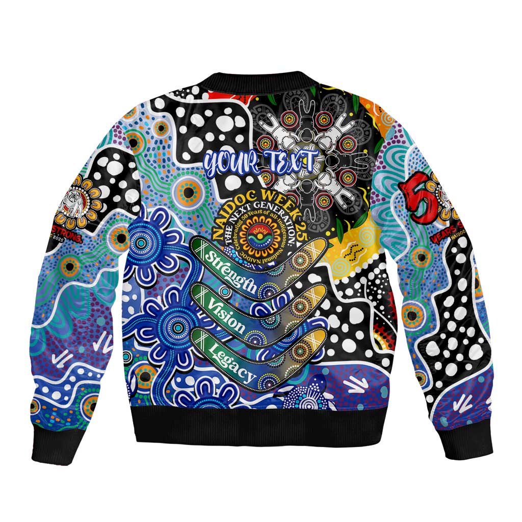 Personalised Bulldogs NRL Celebrating 50 Years of Naidoc Sleeve Zip Bomber Jacket NAIDOC Week 2025 Aboriginal
