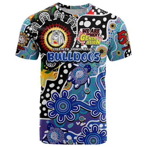 Personalised Bulldogs NRL Celebrating 50 Years of Naidoc T Shirt NAIDOC Week 2025 Aboriginal