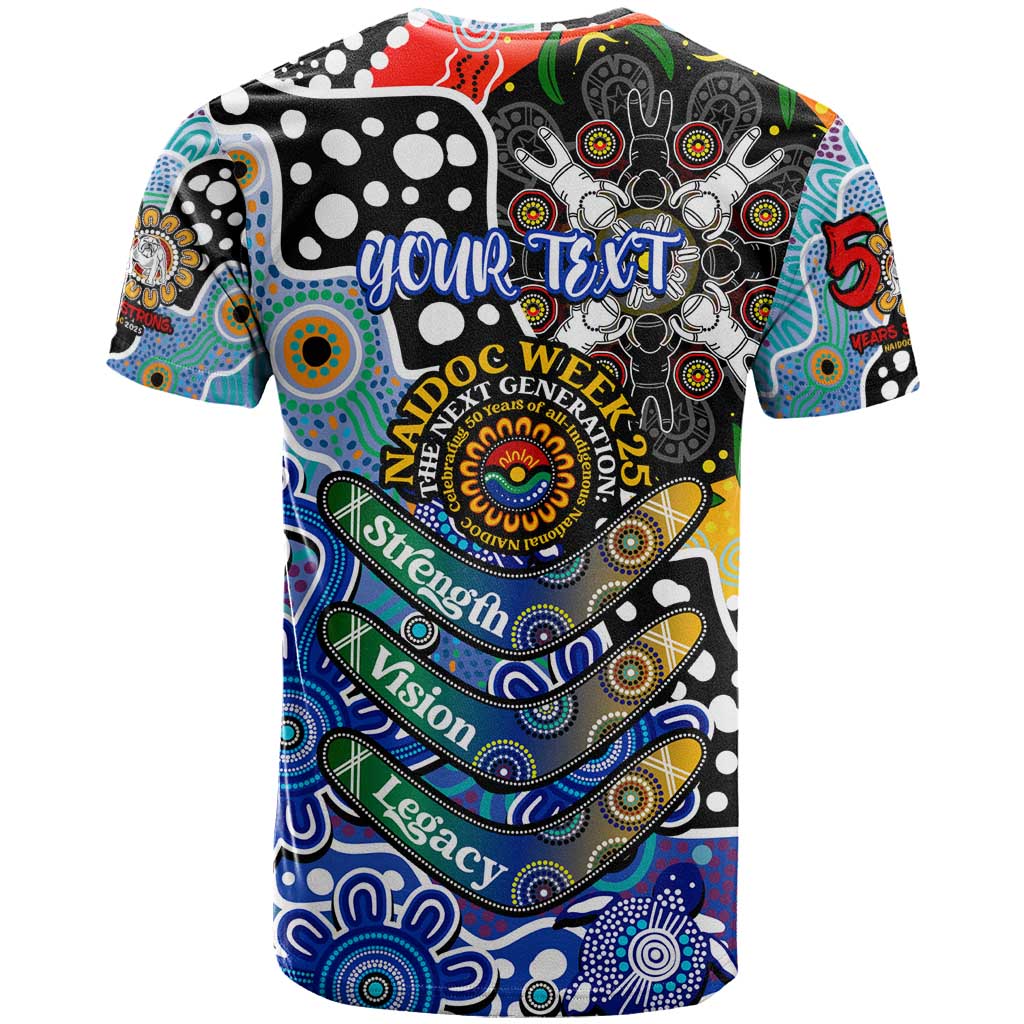 Personalised Bulldogs NRL Celebrating 50 Years of Naidoc T Shirt NAIDOC Week 2025 Aboriginal