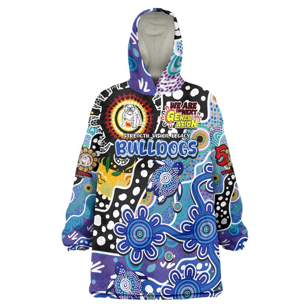 Personalised Bulldogs NRL Celebrating 50 Years of Naidoc Wearable Blanket Hoodie NAIDOC Week 2025 Aboriginal