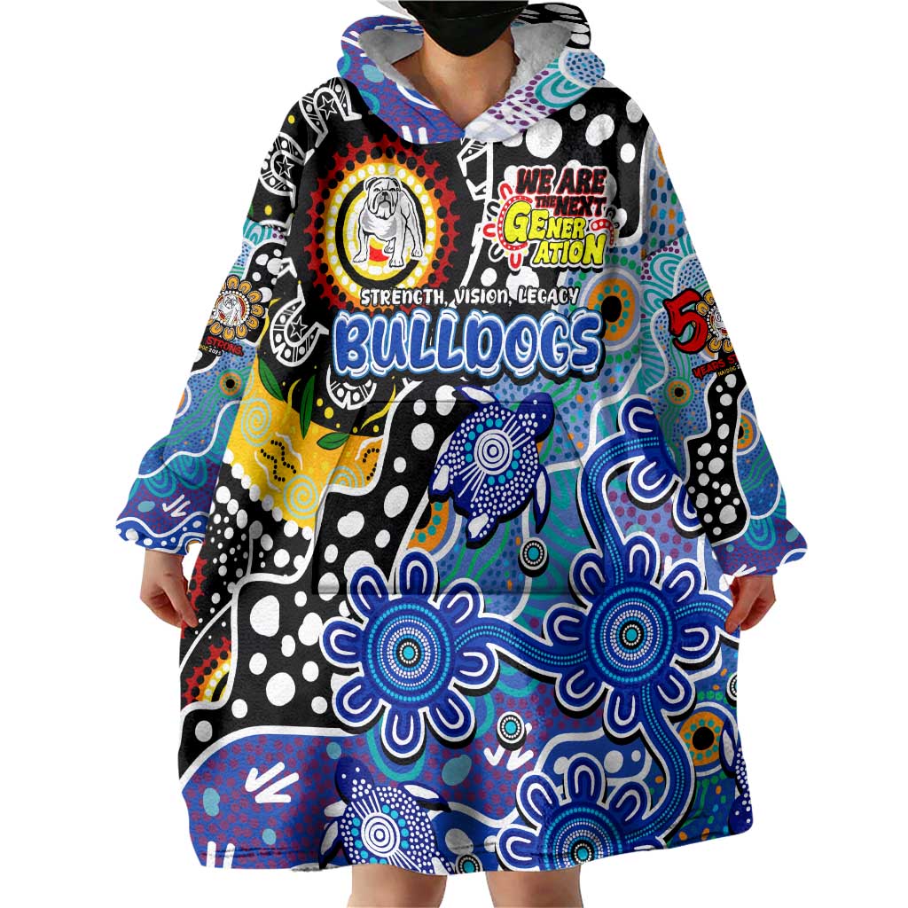 Personalised Bulldogs NRL Celebrating 50 Years of Naidoc Wearable Blanket Hoodie NAIDOC Week 2025 Aboriginal