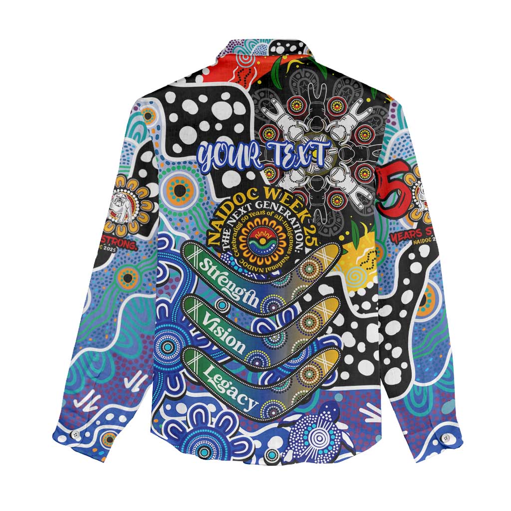 Personalised Bulldogs NRL Celebrating 50 Years of Naidoc Women Casual Shirt NAIDOC Week 2025 Aboriginal